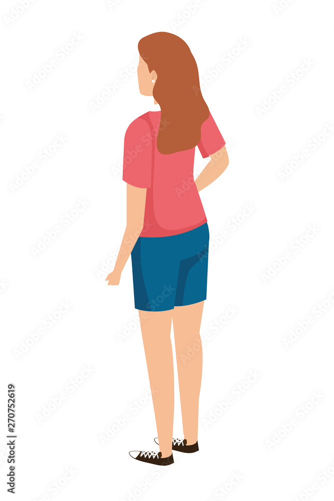 cute young woman back character