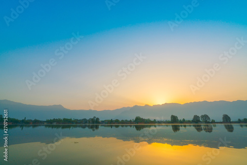 Sunrise on Dal lake, Kashmir India .