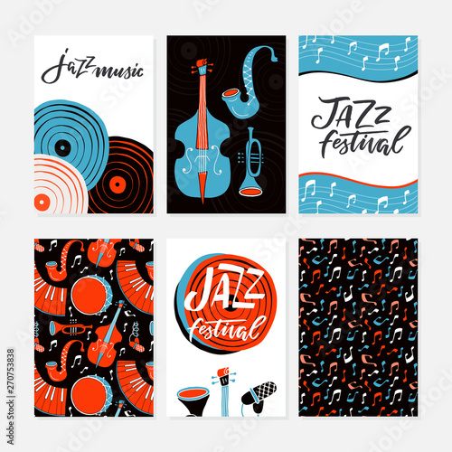 Jazz festival posters, flyers, banners, greeting cards template