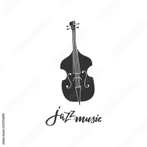 Vector double bass icon and Jazz music lettering
