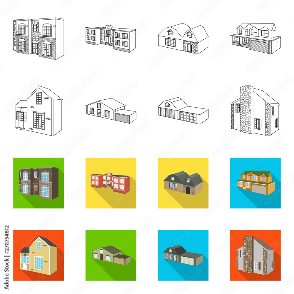 Vector design of facade and housing icon. Set of facade and infrastructure stock vector illustration.