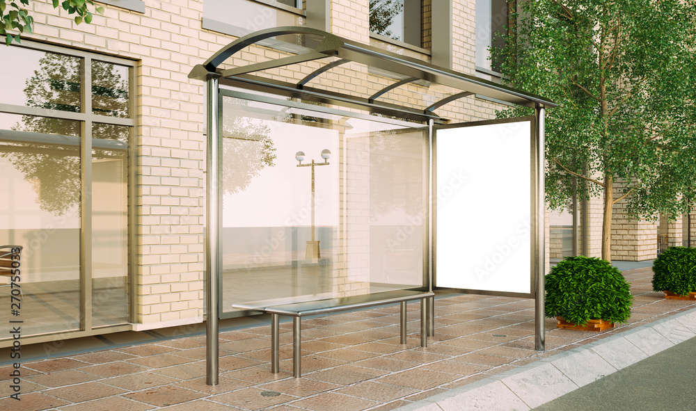 Obraz premium bus stop poster mockup