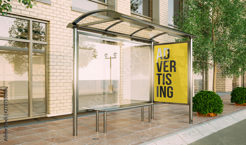 Tableau sur toile bus stop poster mockup