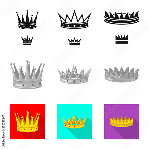 Vector illustration of medieval and nobility logo. Collection of medieval and monarchy stock symbol for web.