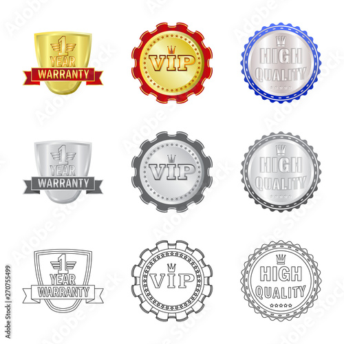 Isolated object of emblem and badge sign. Set of emblem and sticker stock vector illustration.