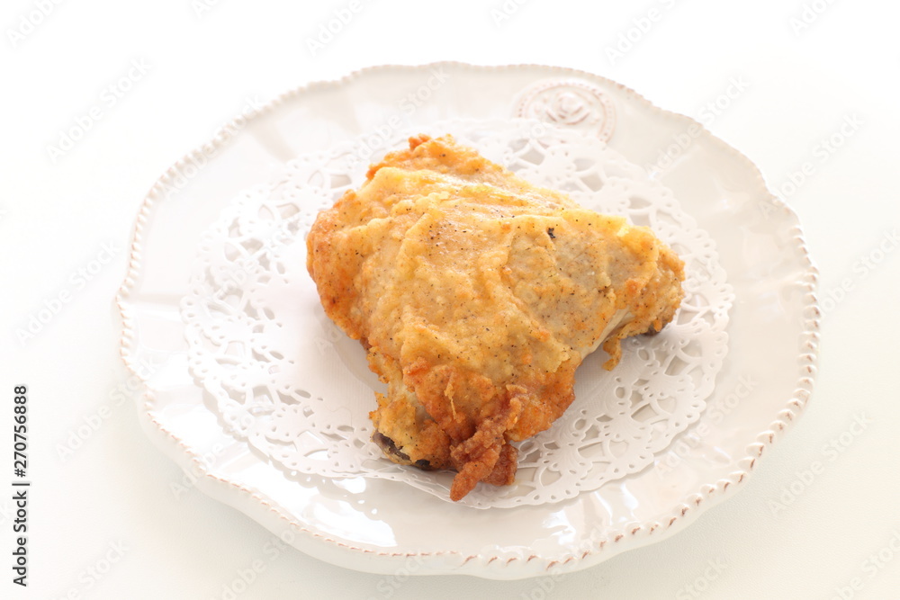 Fried chicken on dish with copy space Fried chicken on dish with copy space