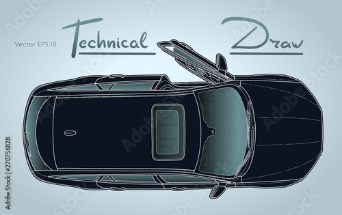 Car from top view vector. Flat design auto.