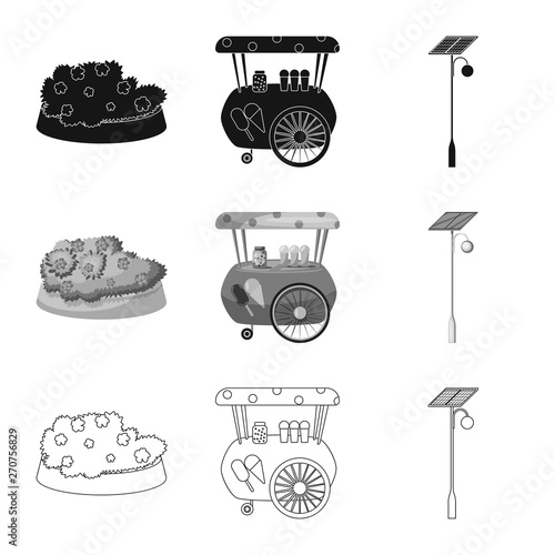 Vector design of urban and street sign. Set of urban and relaxation stock vector illustration.