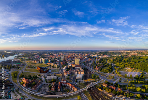 Gda  sk in the morning panorama aerial view
