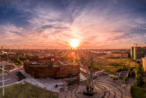 The European Solidarity Centre in Gdańsk aerial view