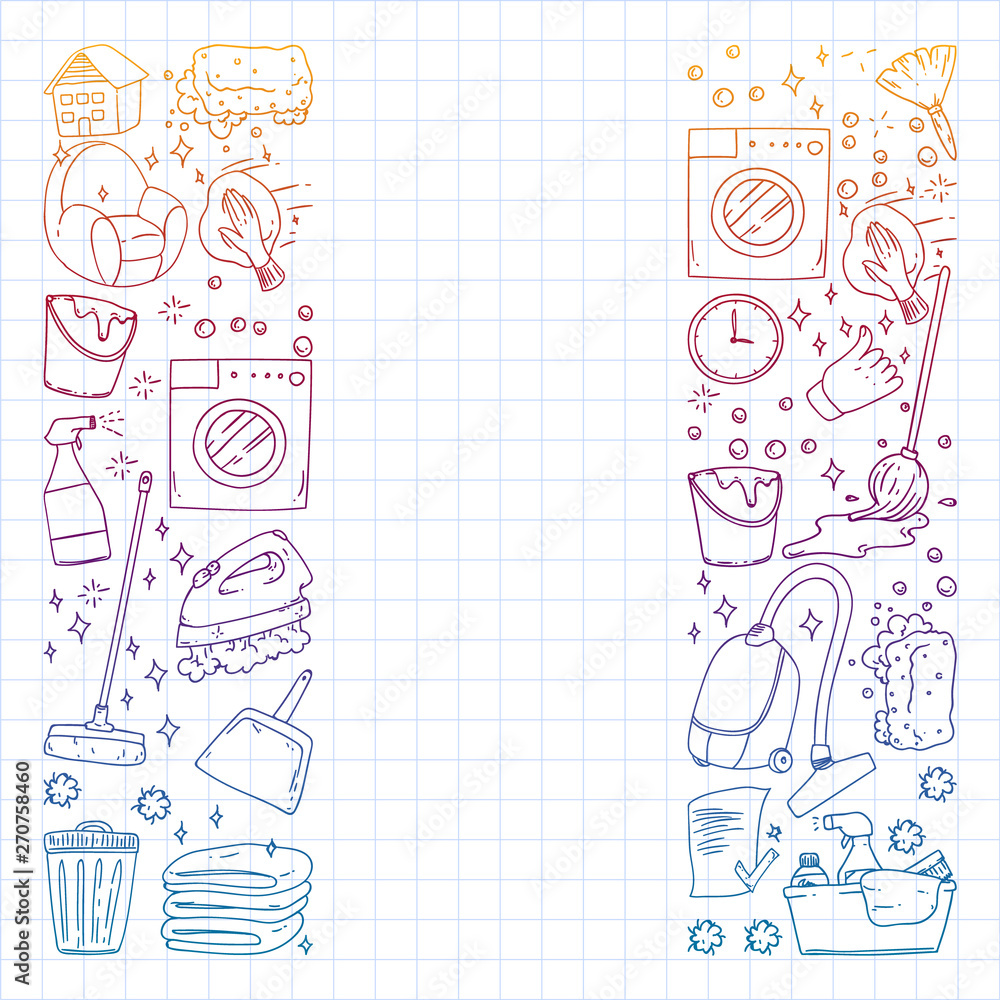 Cleaning services company vector pattern, squared notebook Cleaning services company vector pattern, squared notebook