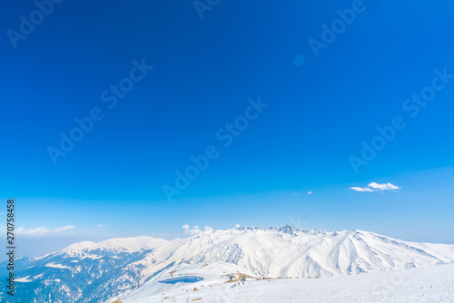 Beautiful  snow covered mountains landscape Kashmir state, India . © jannoon028