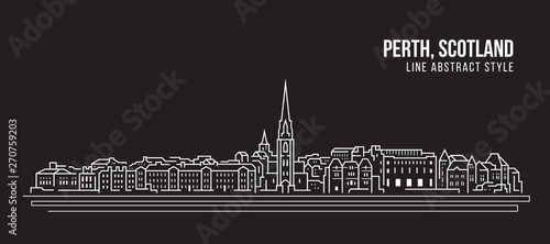 Cityscape Building Line art Vector Illustration design -  Perth city ,Scotland