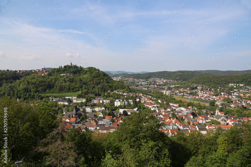 View from the Bilstein Tower to Marsberg, Germany.