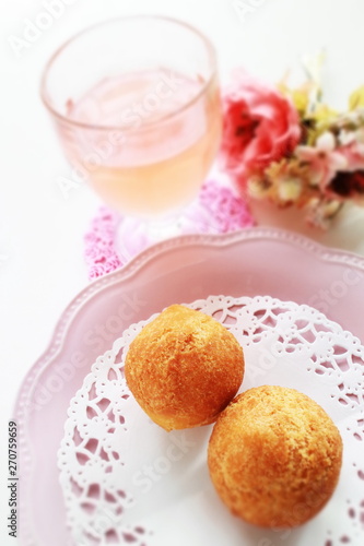 Okinawa food, red bean doughnut  for snack food image