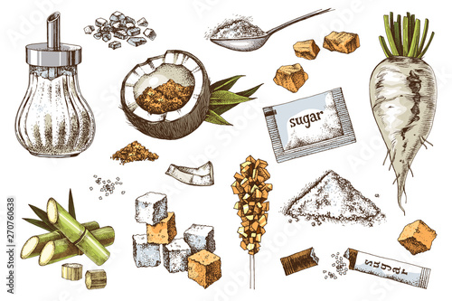 Hand drawn sugar icons set