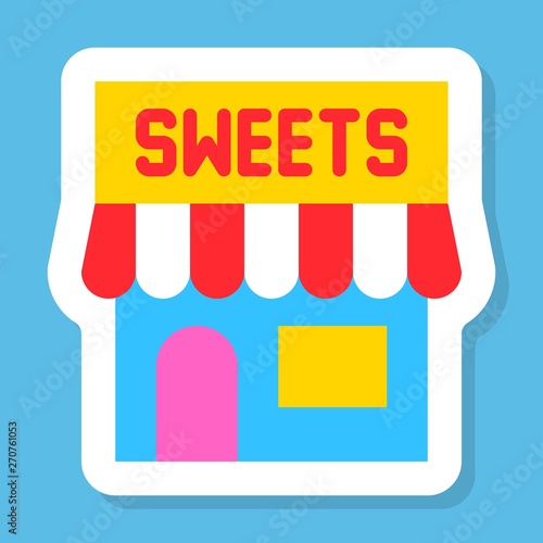 Sweet shop sticker vector, Isolated flat stye icon