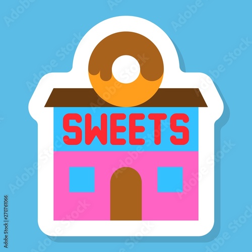 Sweet shop sticker vector, Isolated flat stye icon