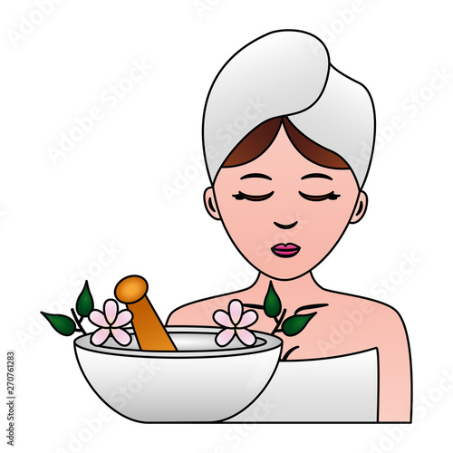 woman with towel spa