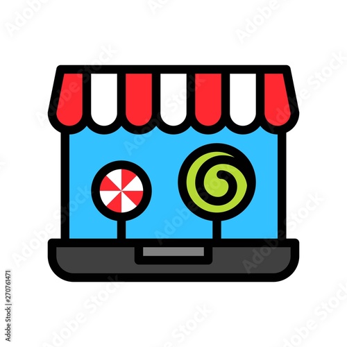 Online shop vector illustration, filled style icon editable outline