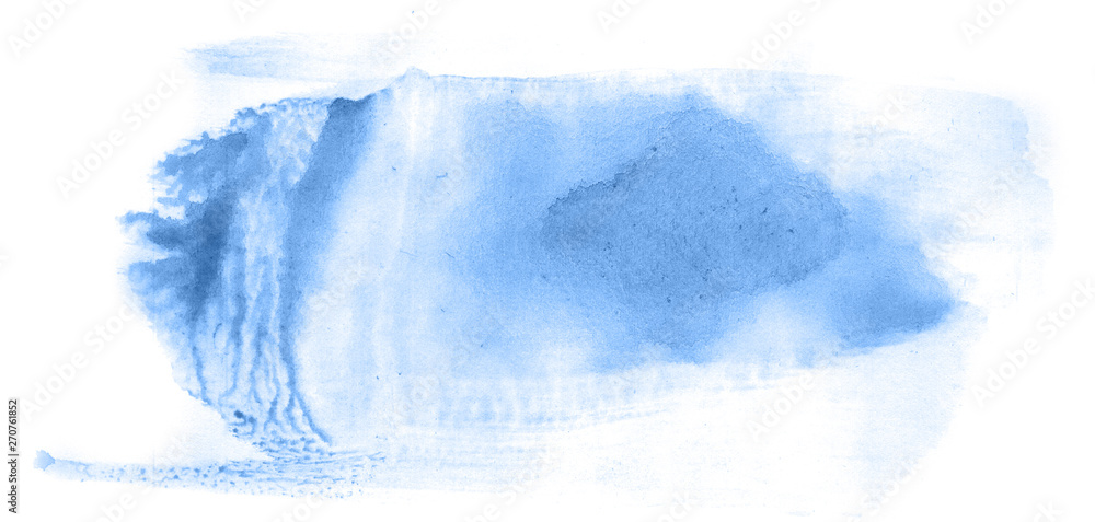Fototapeta premium Abstract watercolor background hand-drawn on paper. Volumetric smoke elements. Blue color. For design, web, card, text, decoration, surfaces.