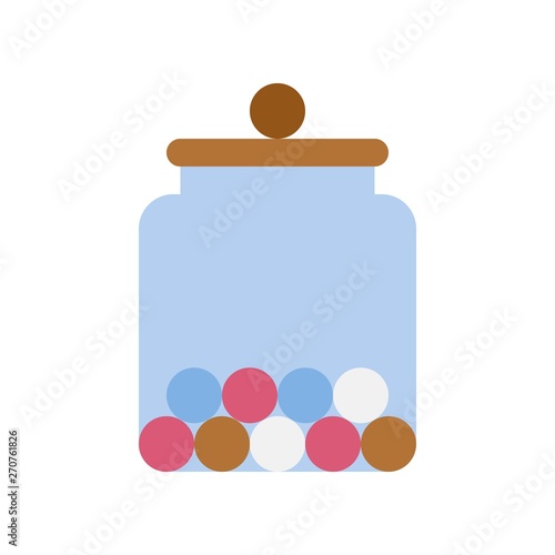 Candy jar vector illustration, Isolated flat stye icon