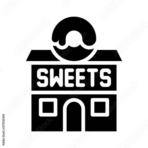 Sweet shop vector illustration, Isolated solid stye icon