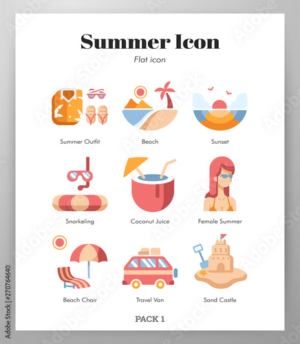 Summer icons Flat pack