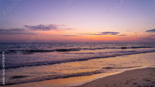 Purple Sunset over mediterranean sea in Italy 