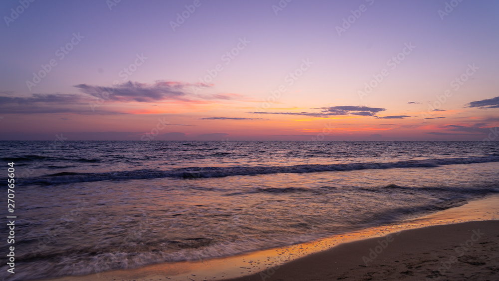 Purple Sunset over mediterranean sea in Italy 