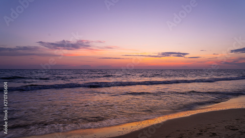 Purple Sunset over mediterranean sea in Italy 