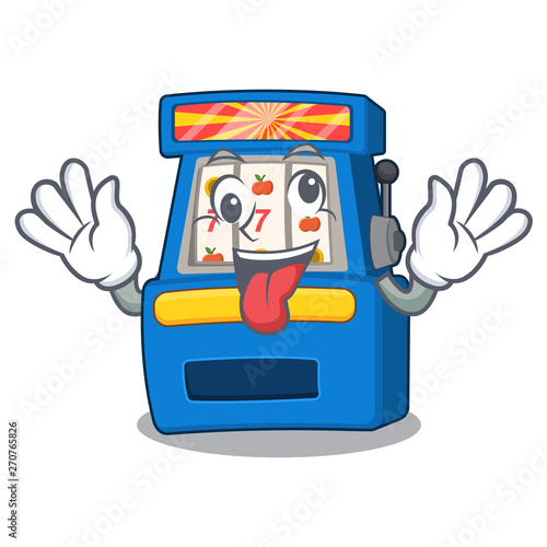 Crazy slot machine attached to cartoon wall