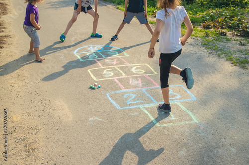 street children's games in classics. Selective focus. photo