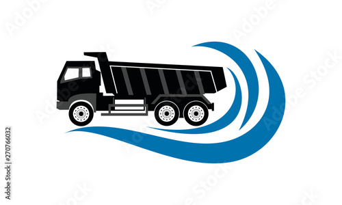 Dump truck and wave illustration vector