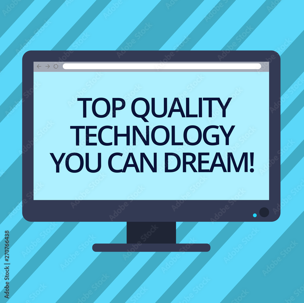 Text sign showing Top Quality Technology You Can Dream. Conceptual photo Best modern technological features Blank Computer Desktop Monitor Color Screen Mounted with Progress Bar Text sign showing Top Quality Technology You Can Dream. Conceptual photo Best modern technological features Blank Computer Desktop Monitor Color Screen Mounted with Progress Bar
