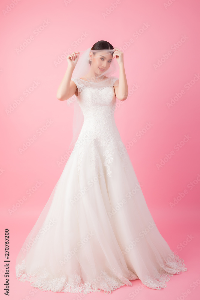 Beautiful asian bride portrait in pink studio Beautiful asian bride portrait in pink studio
