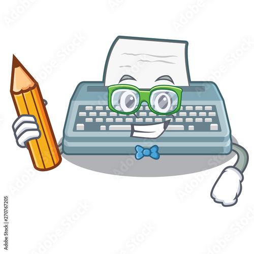 Student typewriter isolated with in the cartoon