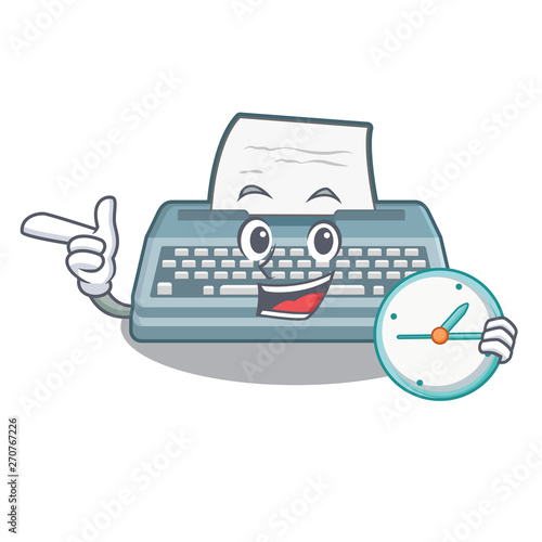 With clock typewriter isolated with in the cartoon