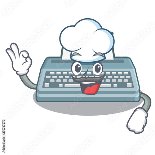 Chef typewriter isolated with in the cartoon