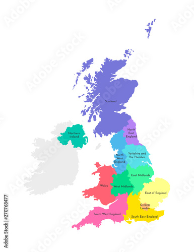 Canvas Print Vector isolated illustration of simplified administrative map of the United Kingdom of Great Britain and Northern Ireland