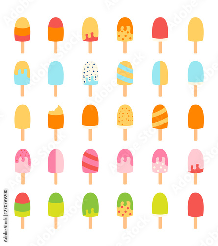 set with colorful ice cream
