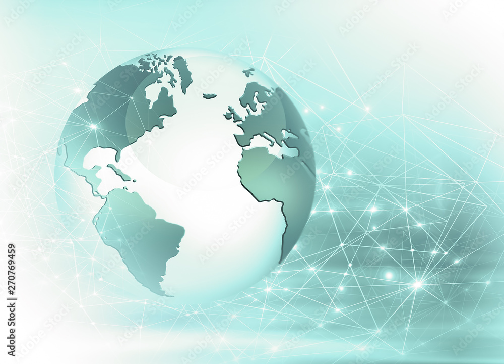 Fototapeta premium Best Internet Concept of global business. Globe, glowing lines on technological background. Wi-Fi, rays, symbols Internet, 3D illustration