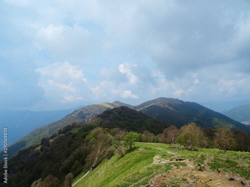 The Alps of Lombardy during a spring day in the province of Como, Italy - May 2019.
