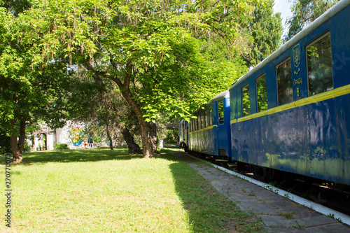 An old train in a summer park