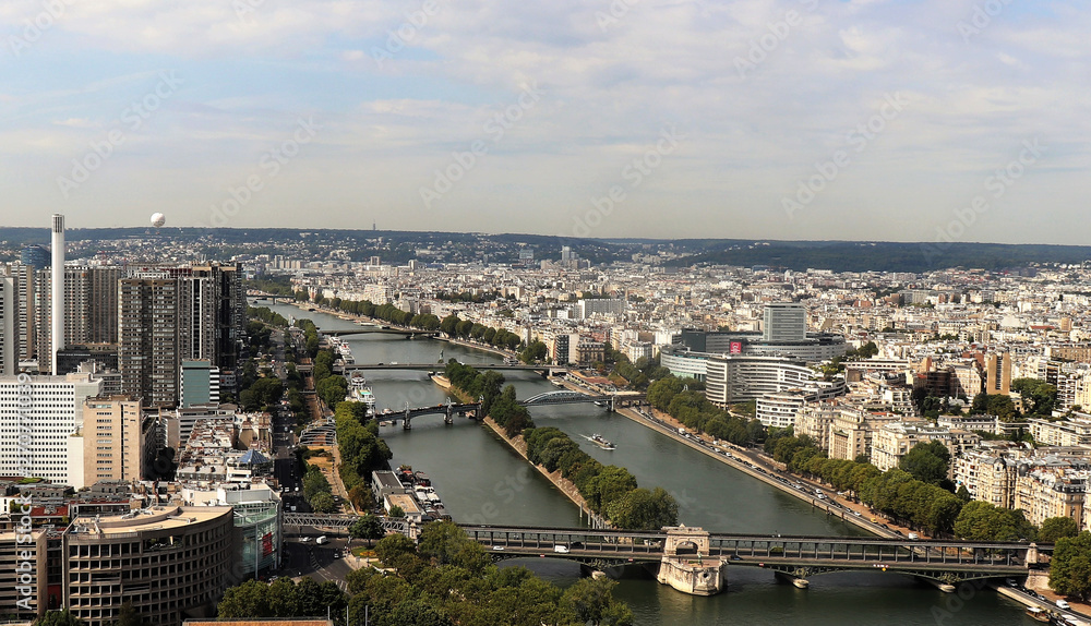 Aerial view of Paris and the Seine