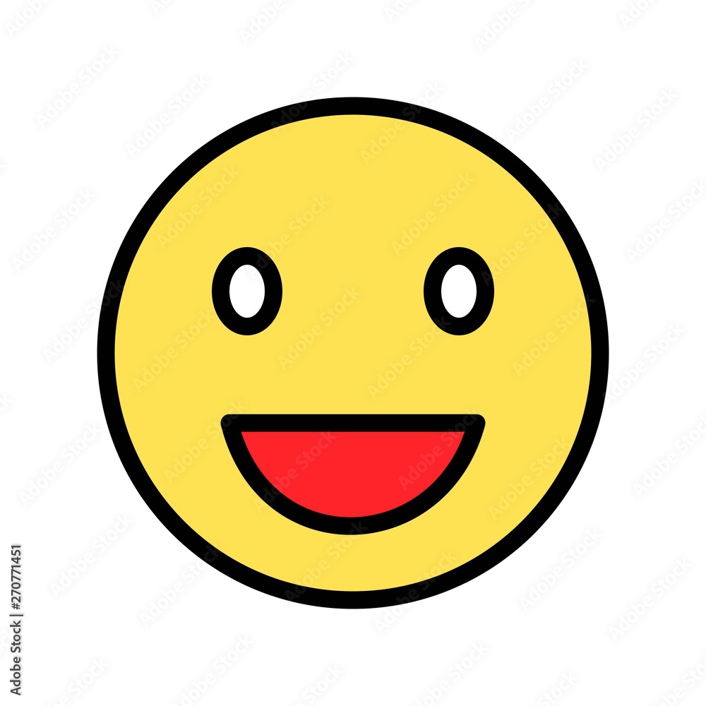 Smiling face vector illustration, filled style icon editable outline