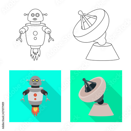 Vector design of astronomy and technology  icon. Collection of astronomy and sky stock symbol for web.