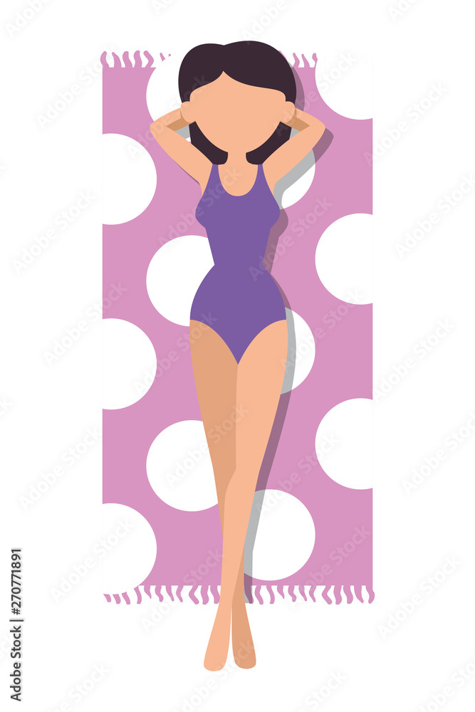 beautiful woman with swimsuit relaxing in towell beautiful woman with swimsuit relaxing in towell