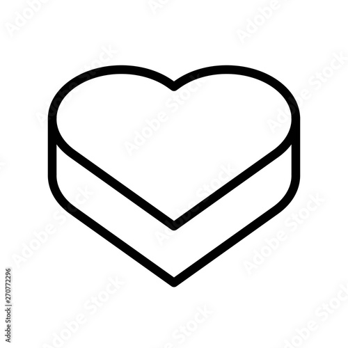 Heart box vector illustration, line style icon editable outline