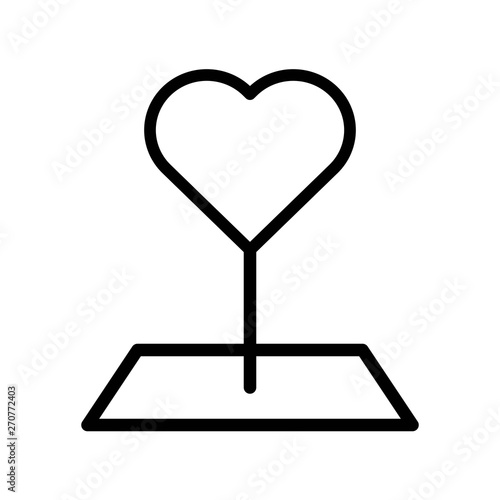 Heart pin vector illustration, line style icon editable outline